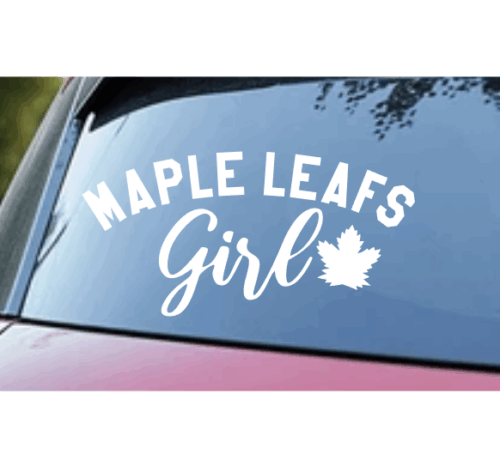 LEAFS GIRL DECAL on back of car