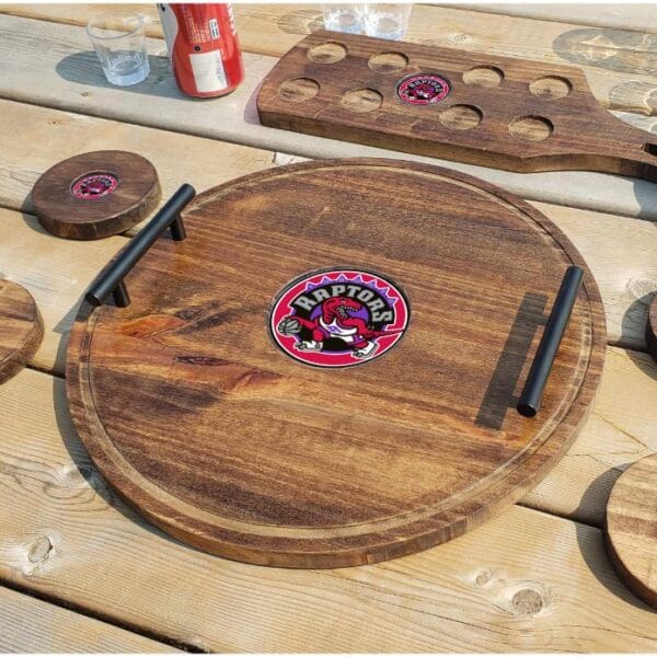 Toronto Raptors Bar Set Tray Coasters and Shot Flight - angled